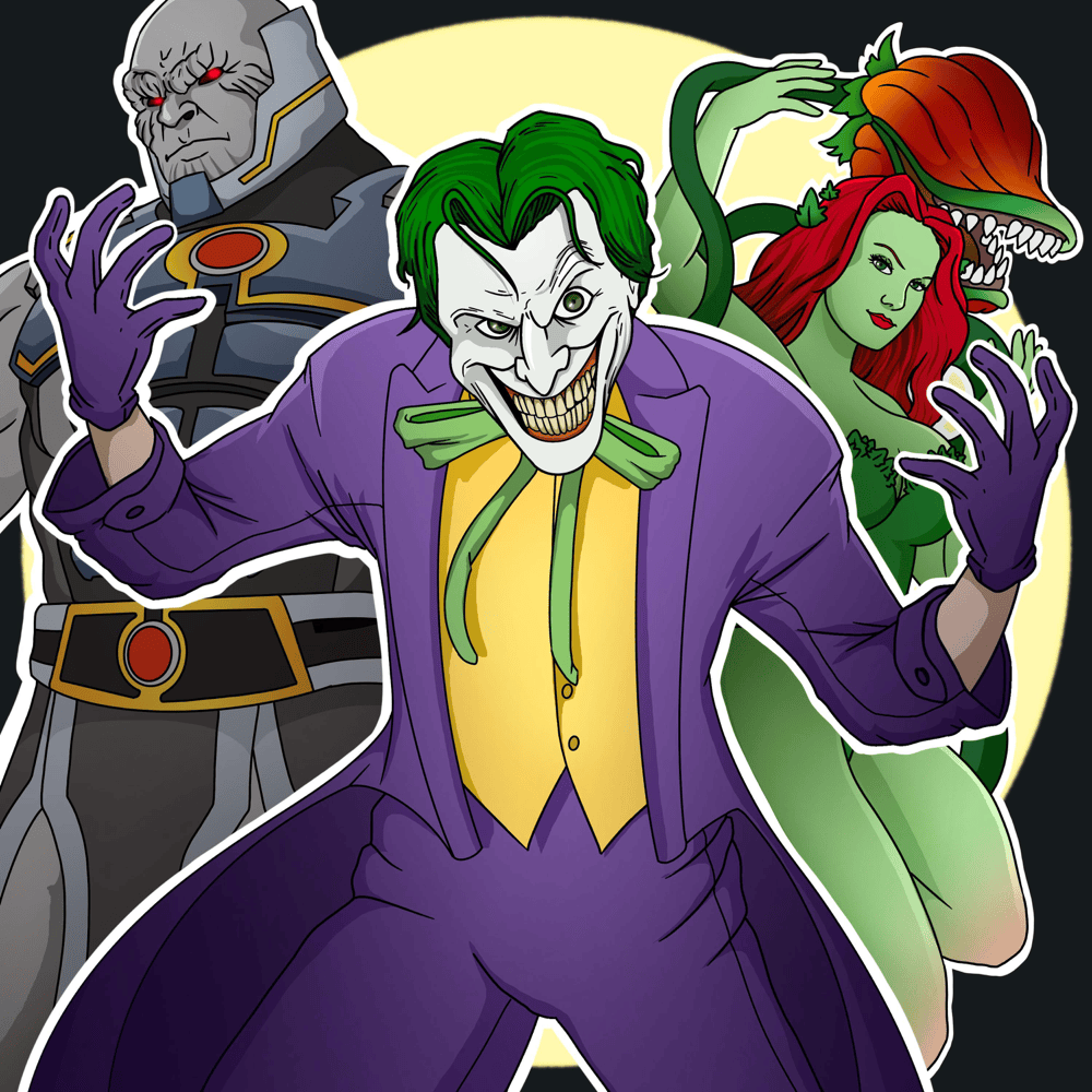Album cover art for "The DC Villains Cypher" by NerdOut & FreeSoul & Omega Sparx & Cami-Cat & Politicess & FrivolousShara & The Stupendium & JHBBOSS & HalaCG & Zach B & PE$O PETE