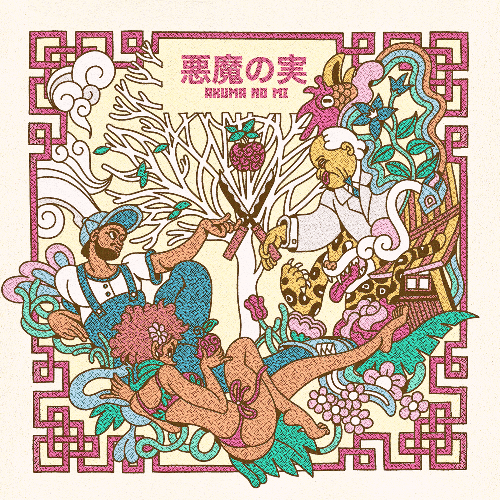 Album cover art for "AKUMA NO MI" by 7 Minutoz