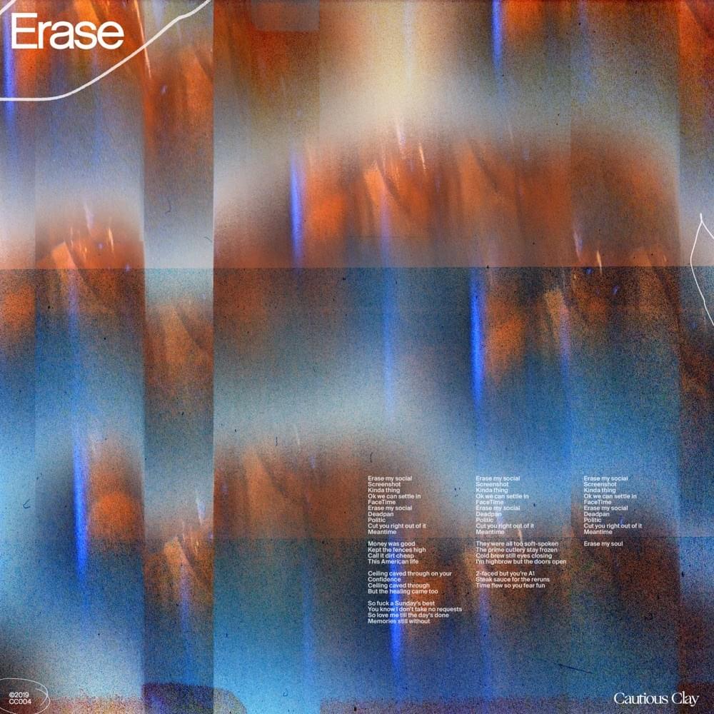 Album cover art for "Erase" by Cautious Clay