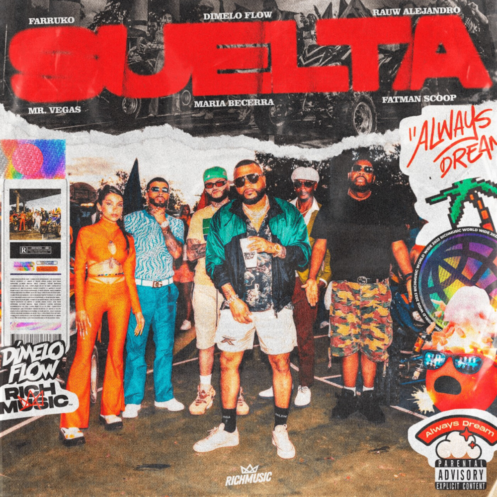 Album cover art for "Suelta" by Dímelo Flow & Fatman Scoop & Maria Becerra & Mr. Vegas