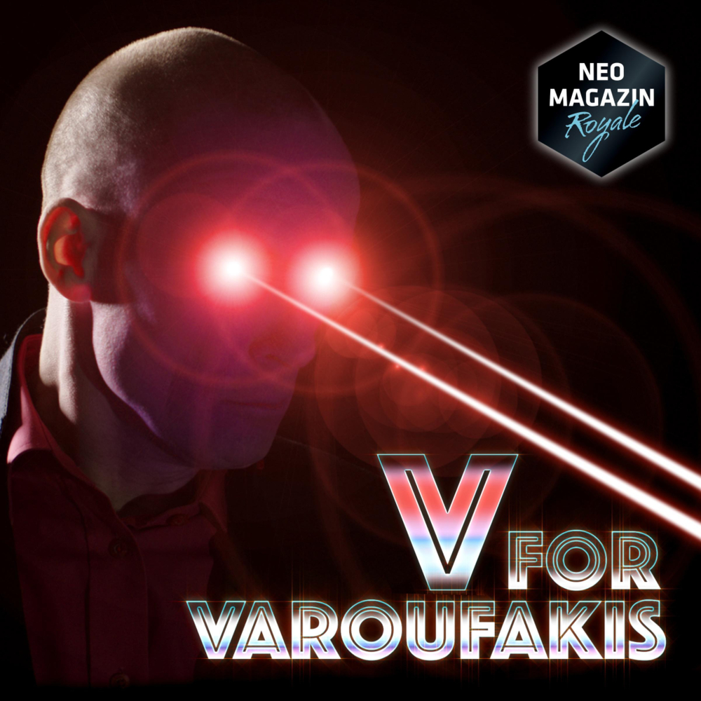 Album cover art for "V for Varoufakis" by POL1Z1STENS0HN a.k.a. Jan Böhmermann