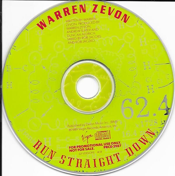 Album cover art for "Run Straight Down" by Warren Zevon