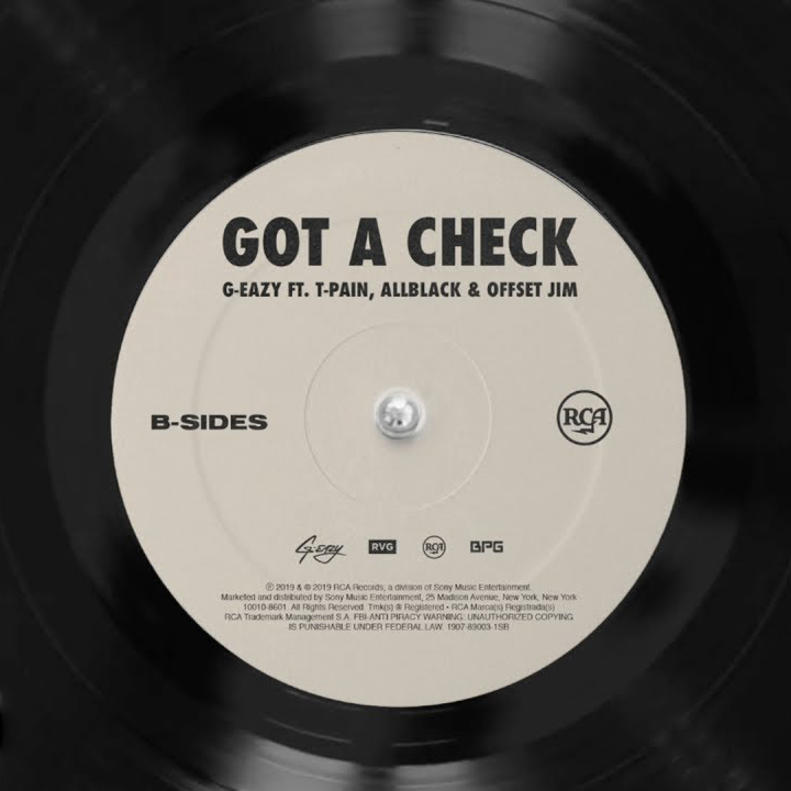Album cover art for "Got a Check" by G-Eazy & 22nd Jim & ALLBLACK