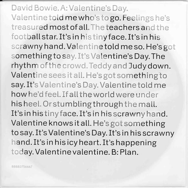 Album cover art for "Valentine’s Day" by David Bowie