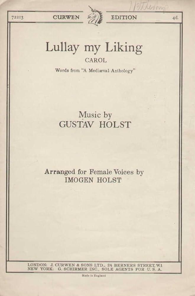 Album cover art for "Lullay my liking" by Gustav Holst