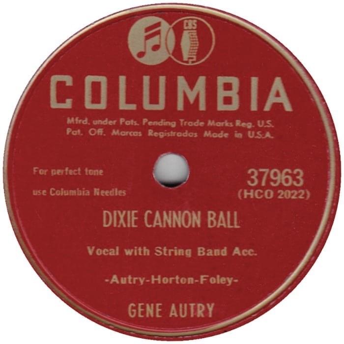 Album cover art for "Dixie Cannon Ball" by Gene Autry