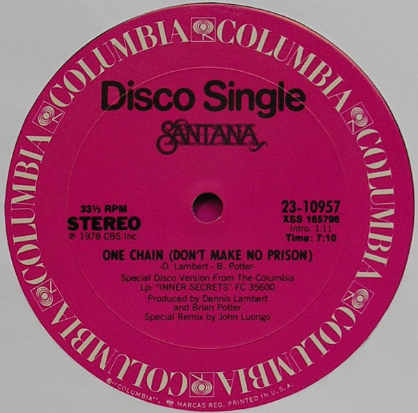 Album cover art for "One Chain (Don’t Make No Prison)" by Santana