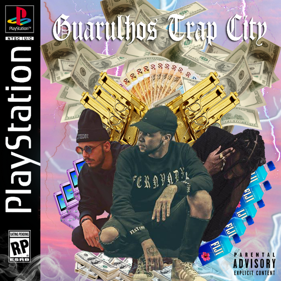 Album cover art for "Guarulhos Trap City" by Raffa Moreira & Locaut & Klyn
