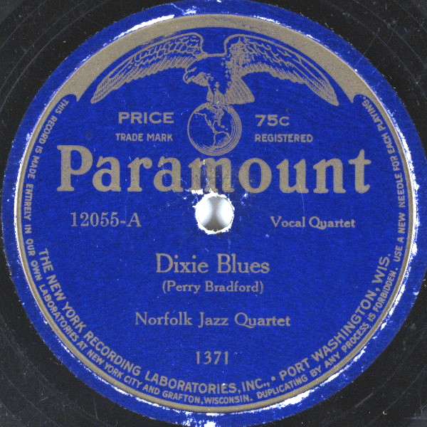Album cover art for "Dixie Blues" by Norfolk Jazz & Jubilee Quartette