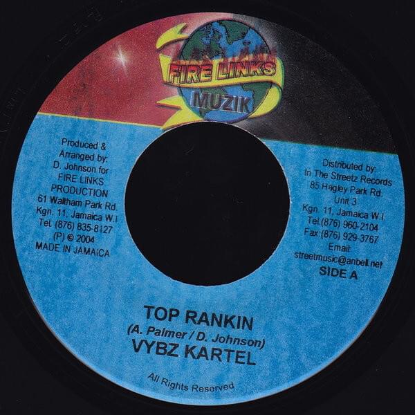 Album cover art for "Top Rankin" by Vybz Kartel