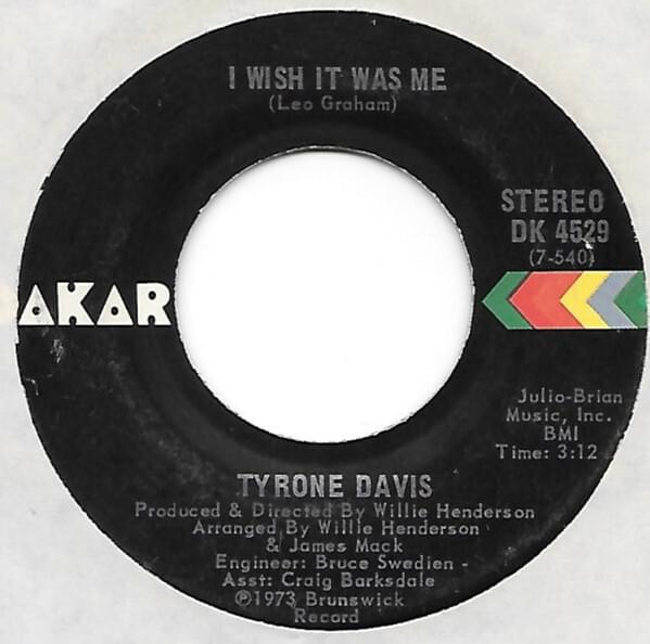 Album cover art for "I Wish It Was Me" by Tyrone Davis