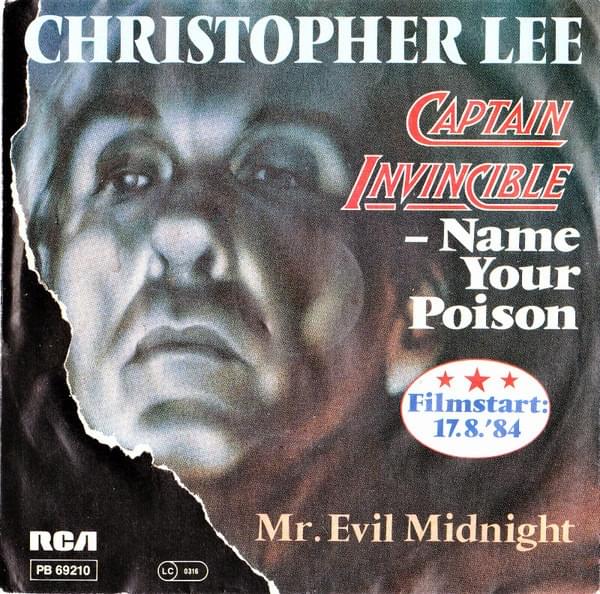 Album cover art for "Name Your Poison" by Christopher Lee