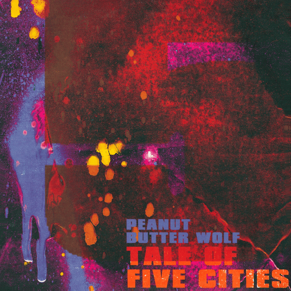 Album cover art for "Tale of Five Cities" by Peanut Butter Wolf & DJ Rhettmatic & Kid Koala & Rob Swift & A-Trak & DJ Hands & Z-Trip & Total Eclipse & DJ Quest & J Rocc & Cut Chemist & DJ Shortkut
