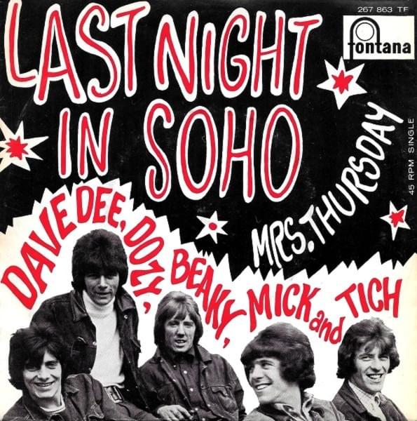 Album cover art for "Last Night In Soho" by Dave Dee, Dozy, Beaky, Mick & Tich