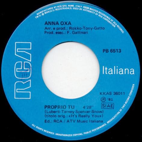 Album cover art for "Proprio tu" by Anna Oxa
