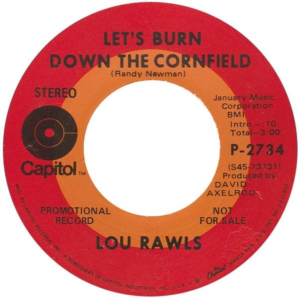 Album cover art for "Let’s Burn Down The Cornfield" by Lou Rawls