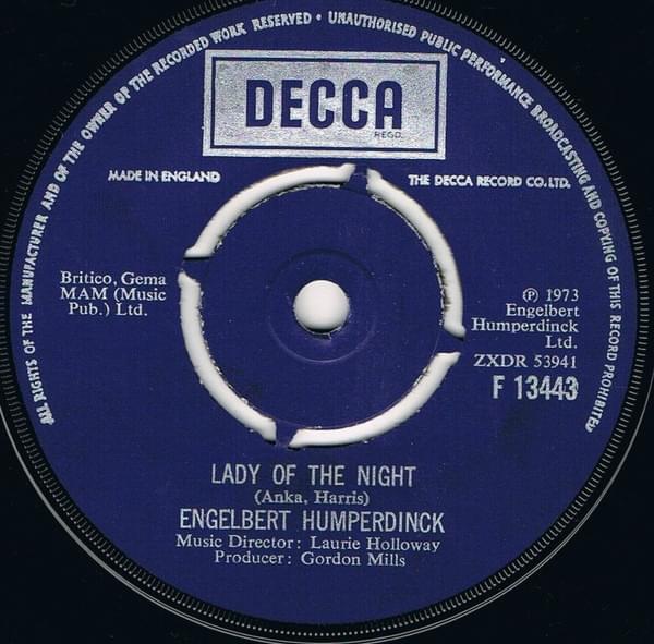 Album cover art for "Lady of the Night" by Engelbert Humperdinck