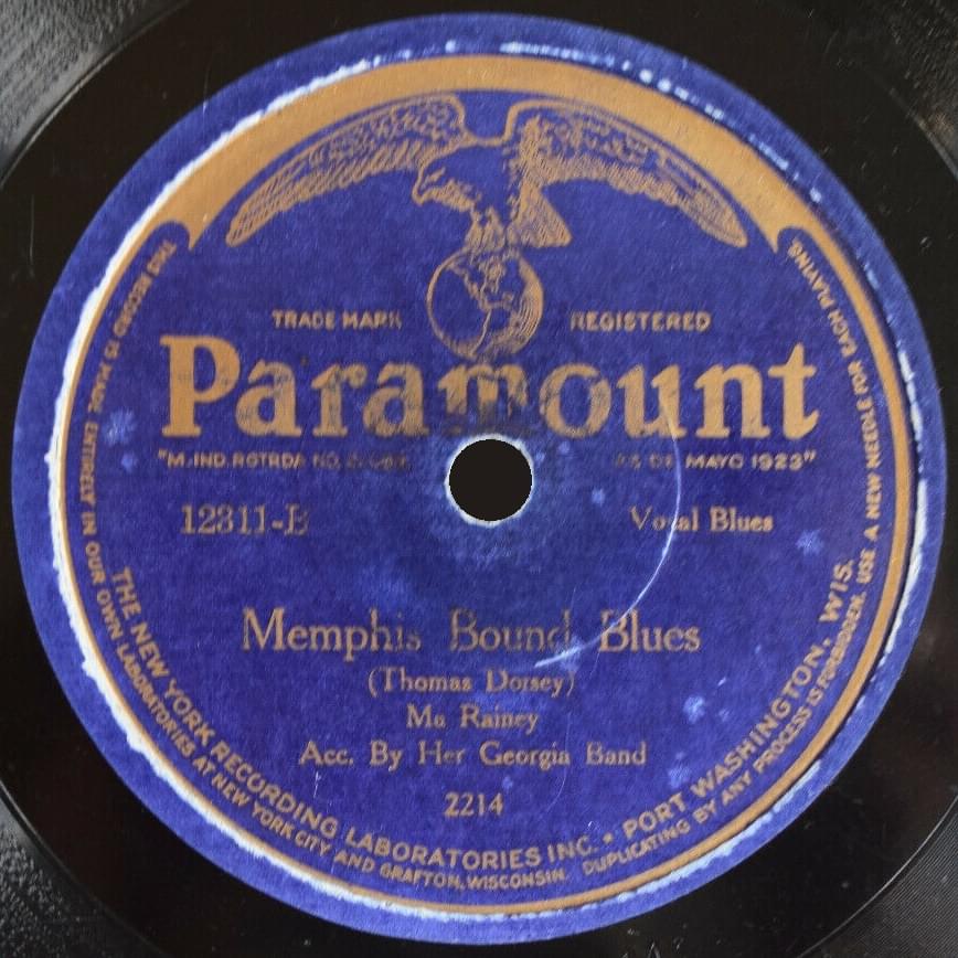 Album cover art for "Memphis Bound Blues" by Ma Rainey