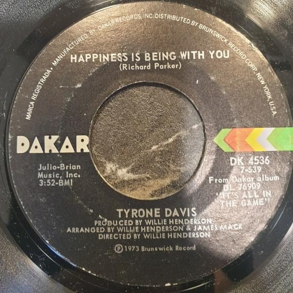 Album cover art for "Happiness Is Being With You" by Tyrone Davis