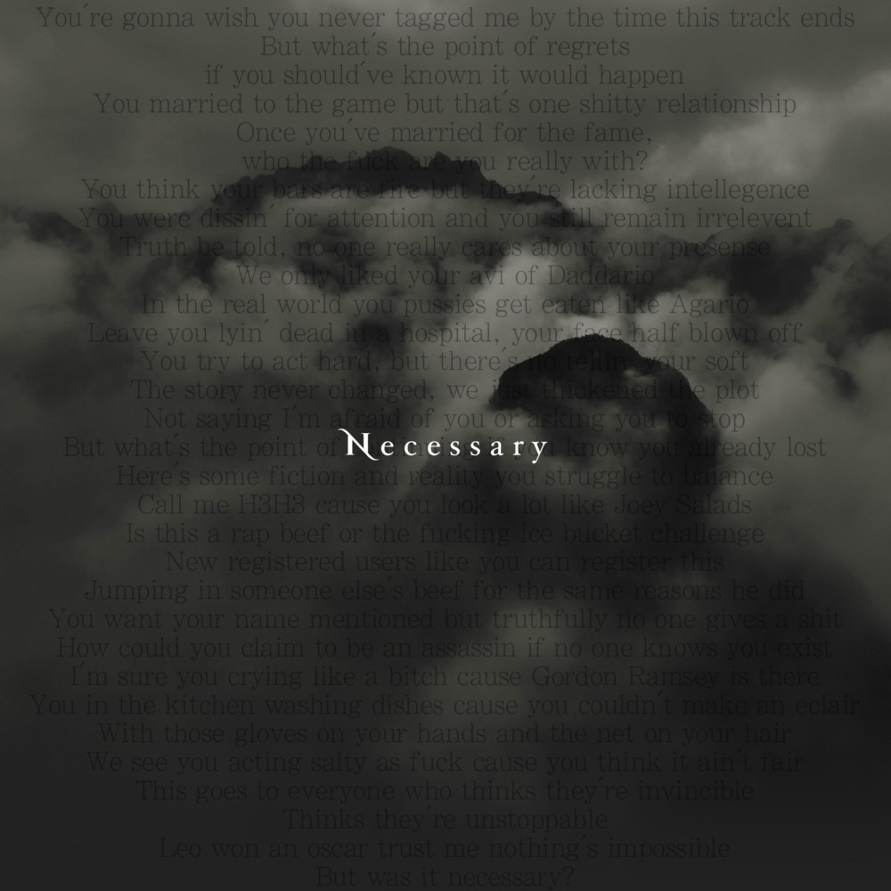 Album cover art for "Necessary (MarriedToTheGame/JC Assassin diss)" by 1man