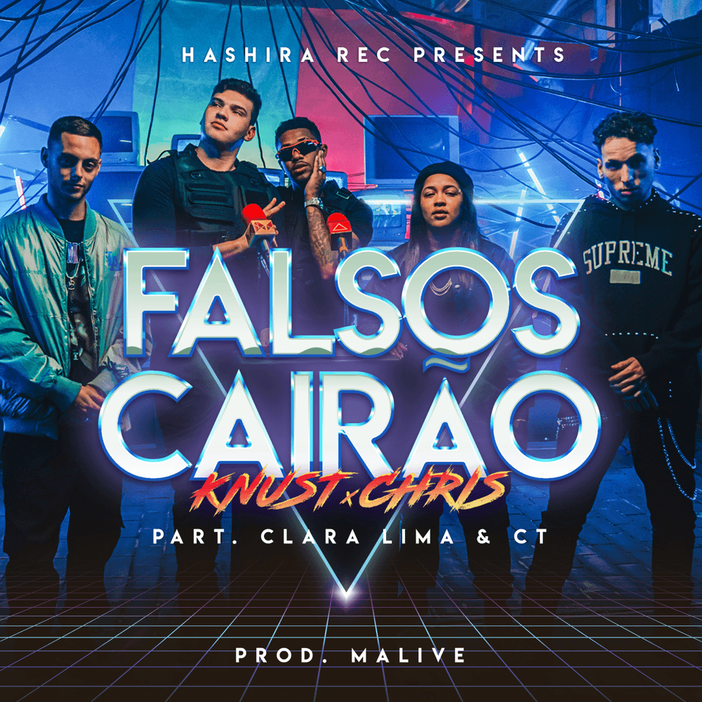 Album cover art for "Falsos Cairão" by Knust & CT (BRA) & Clara Lima
