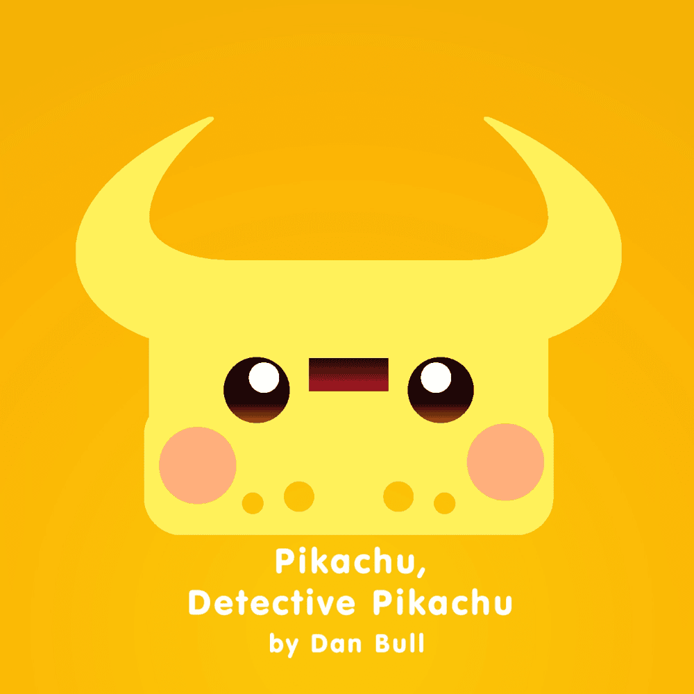 Album cover art for "Pikachu, Detective Pikachu" by Dan Bull