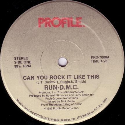 Album cover art for "Can You Rock It Like This" by Run–DMC