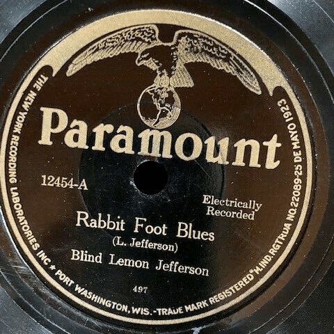 Album cover art for "Rabbit Foot Blues" by Blind Lemon Jefferson