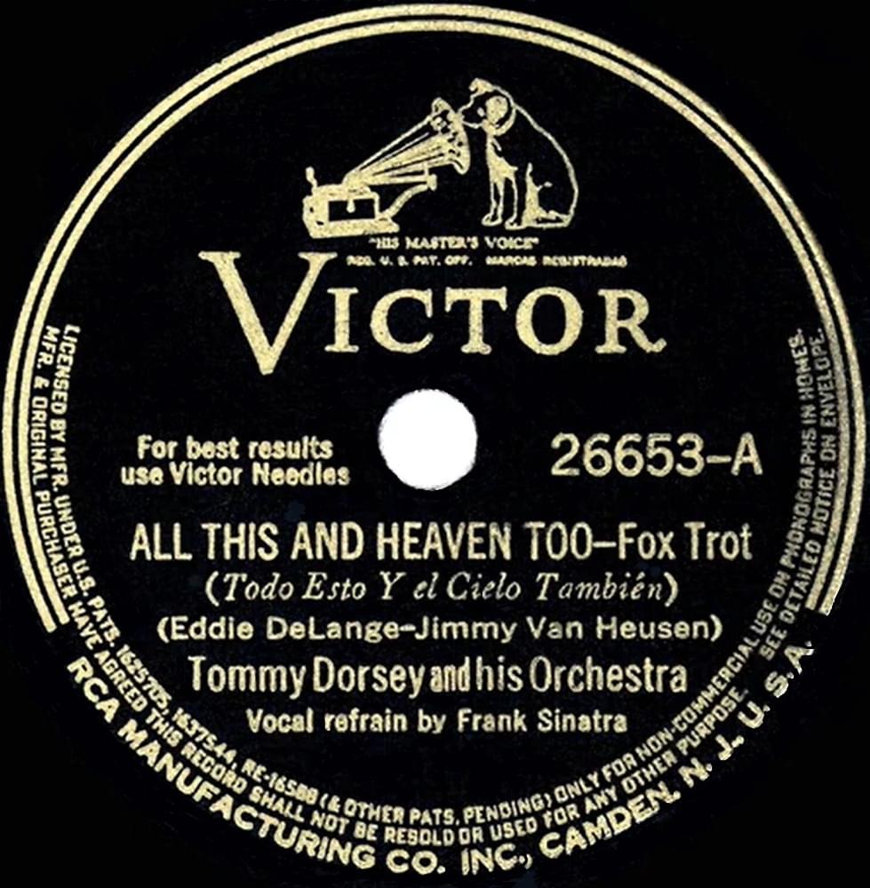 Album cover art for "All This and Heaven Too" by Frank Sinatra & Tommy Dorsey and His Orchestra