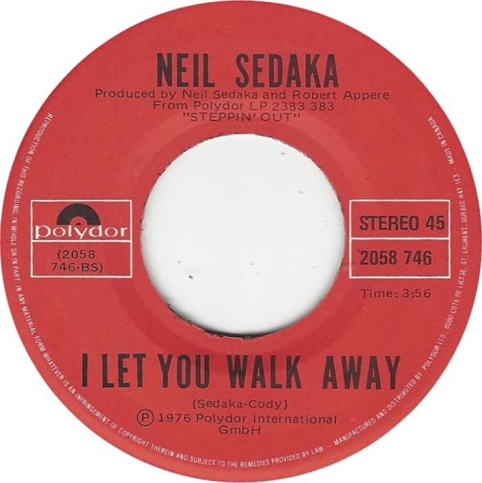 Album cover art for "I Let You Walk Away" by Neil Sedaka