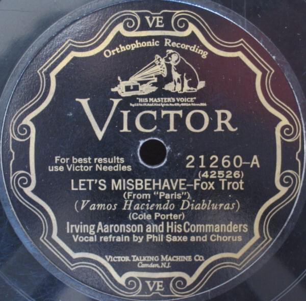 Album cover art for "Let’s Misbehave" by Irving Aaronson and His Commanders & Phil Saxe (vocals)