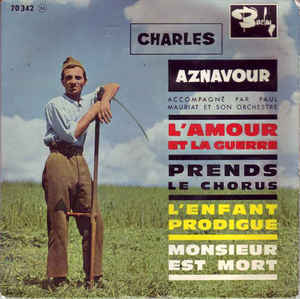 Album cover art for "Monsieur est mort" by Charles Aznavour