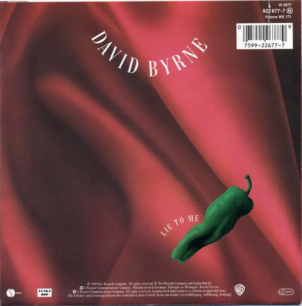 Album cover art for "Lie to Me" by David Byrne