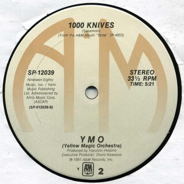 Album cover art for "千のナイフ (1000 Knives)" by YELLOW MAGIC ORCHESTRA