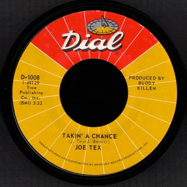 Album cover art for "Takin’ A Chance" by Joe Tex