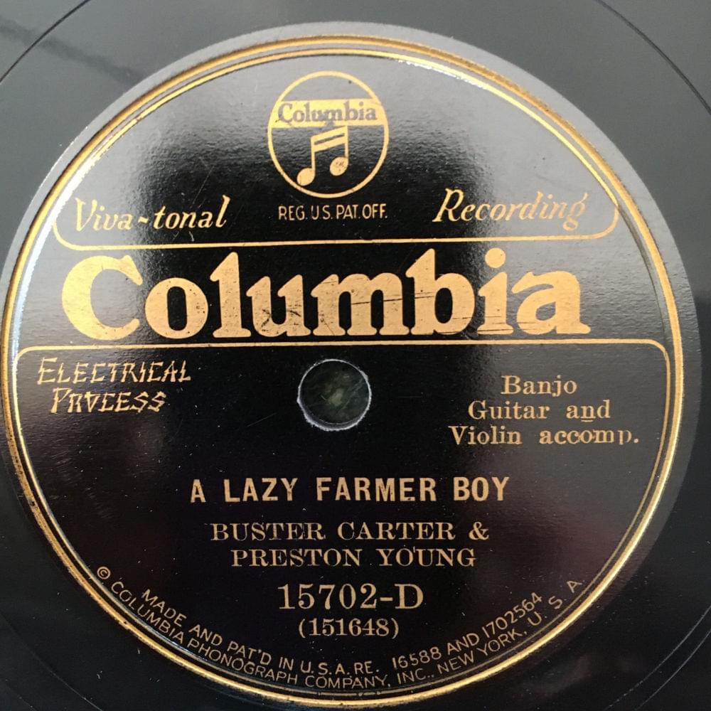 Album cover art for "A Lazy Farm Boy" by Buster Carter & Preston Young