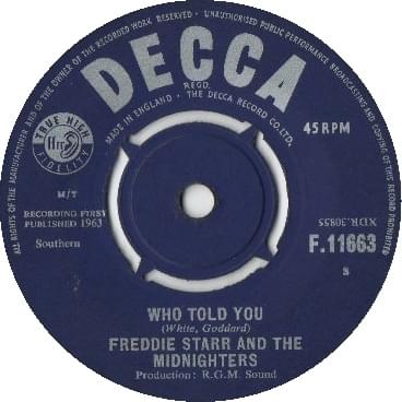 Album cover art for "Who Told You?" by Freddie Starr & The Midnighters