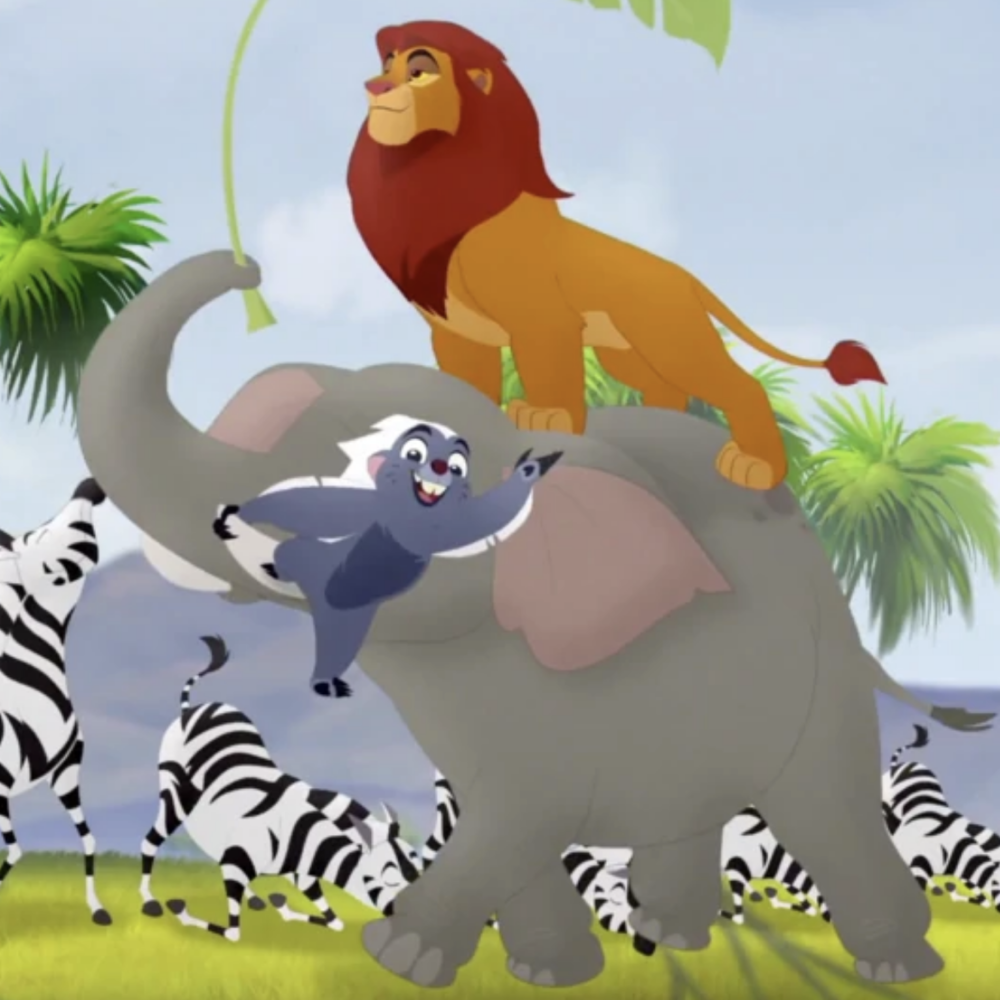 Album cover art for "Running with the King" by Cast of The Lion Guard & Joshua Rush
