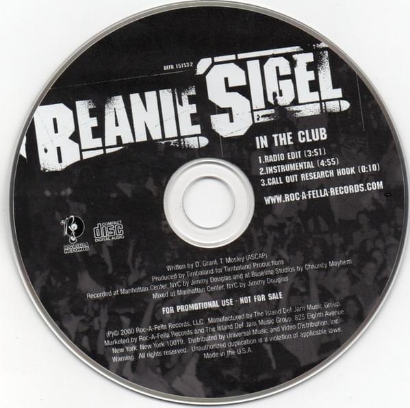 Album cover art for "In The Club" by Beanie Sigel
