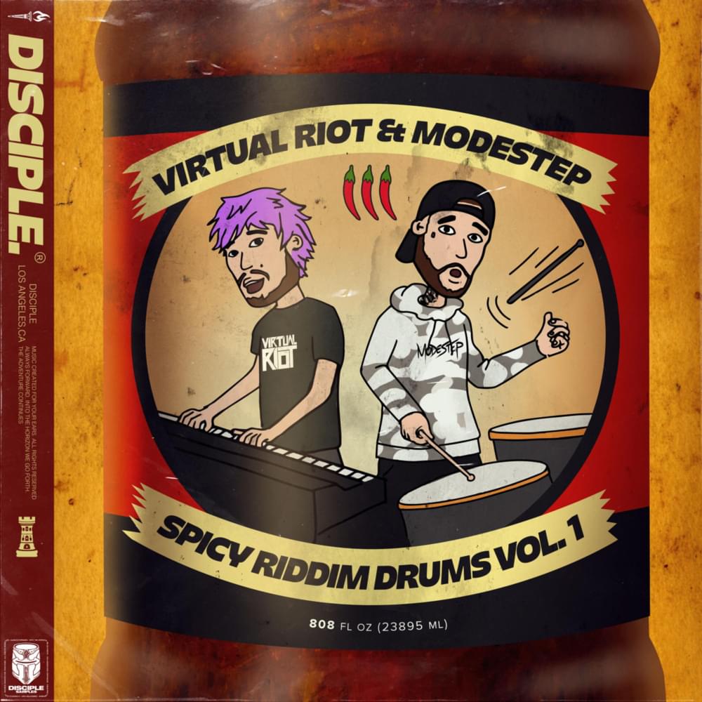 Album cover art for "Spicy Riddim Drums Vol. 1 [Sample Pack Demo]" by Virtual Riot