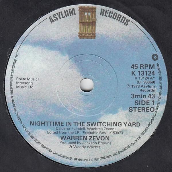 Album cover art for "Nighttime In The Switching Yard" by Warren Zevon