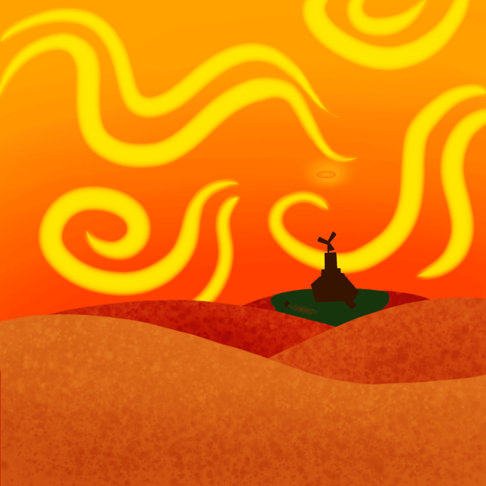 Album cover art for "Sandy Skyline" by Aris “ostrichlittledungeon” Martinian