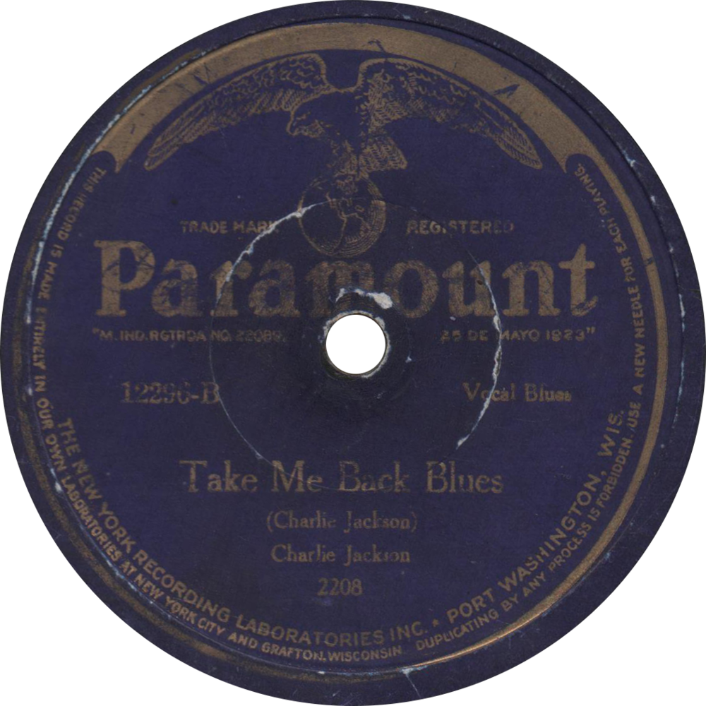 Album cover art for "Take Me Back Blues" by Papa Charlie Jackson
