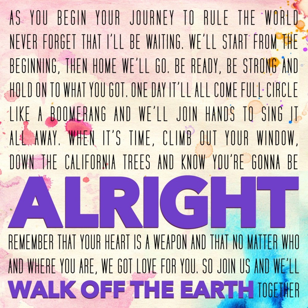 Album cover art for "Alright" by Walk off the Earth
