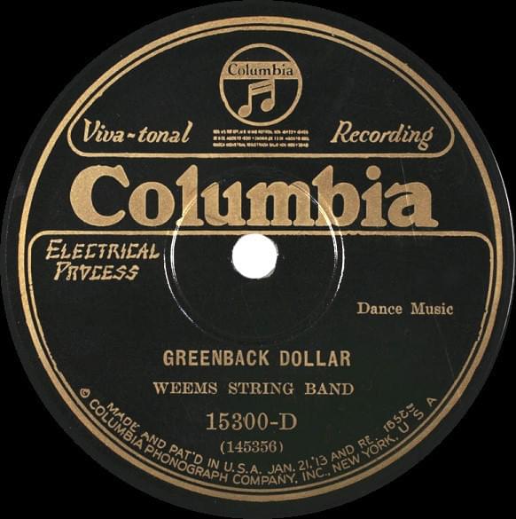 Album cover art for "Greenback Dollar" by Weems String Band