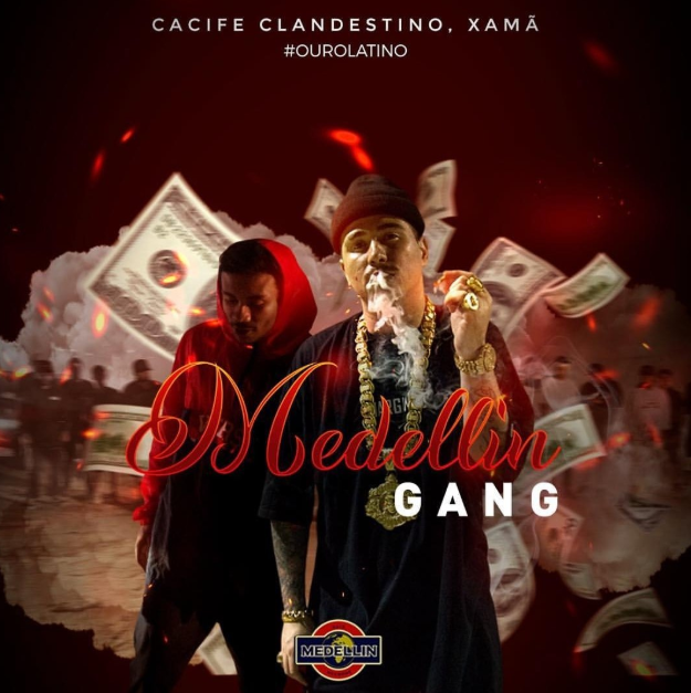 Album cover art for "Medellin Gang" by Cacife Clandestino & Xamã