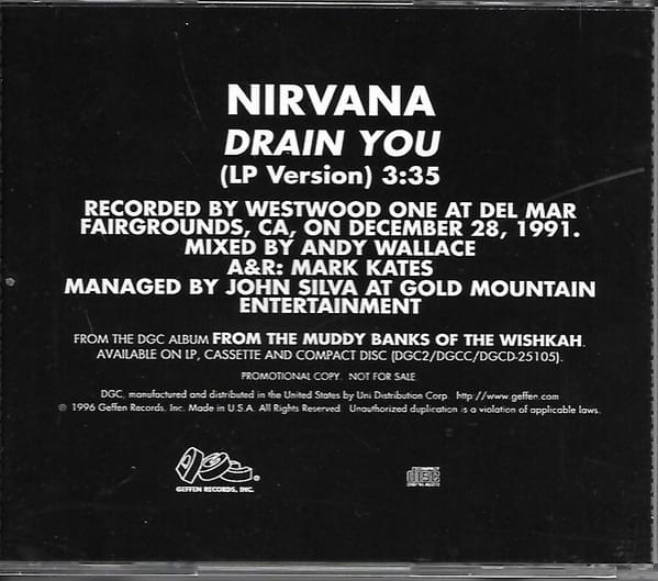 Album cover art for "Drain You (Live at Del Mar Fairgrounds, CA., December 28, 1991)" by Nirvana
