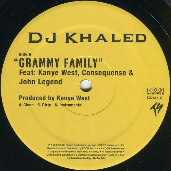 Album cover art for "Grammy Family" by DJ Khaled & Kanye West & John Legend & Consequence