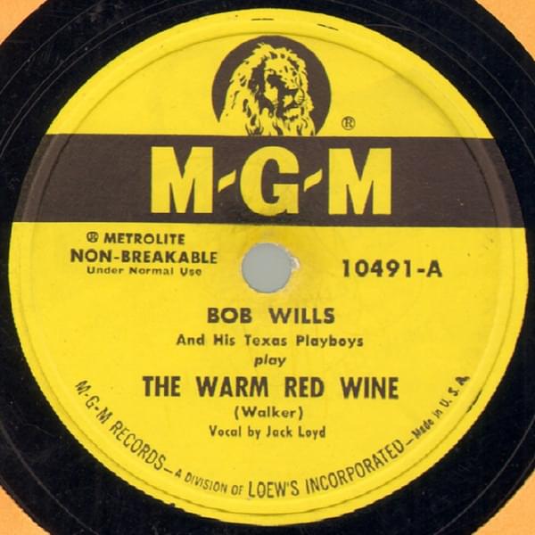 Album cover art for "The Warm Red Wine" by Bob Wills