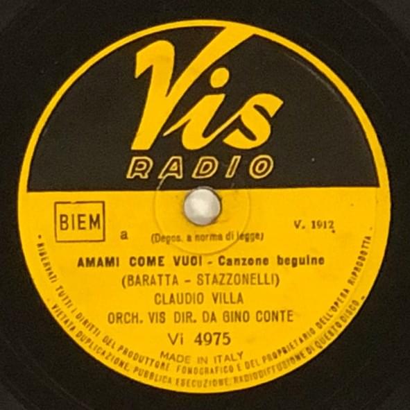 Album cover art for "Amami come vuoi" by Claudio Villa